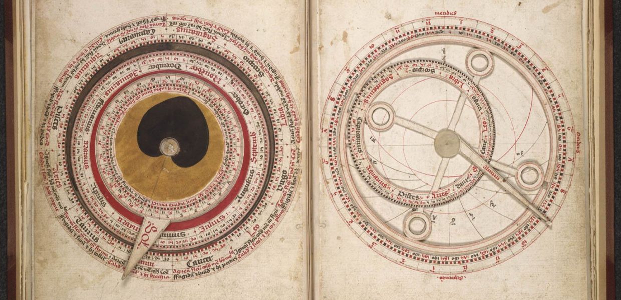 Two circular illustrations within a manuscript